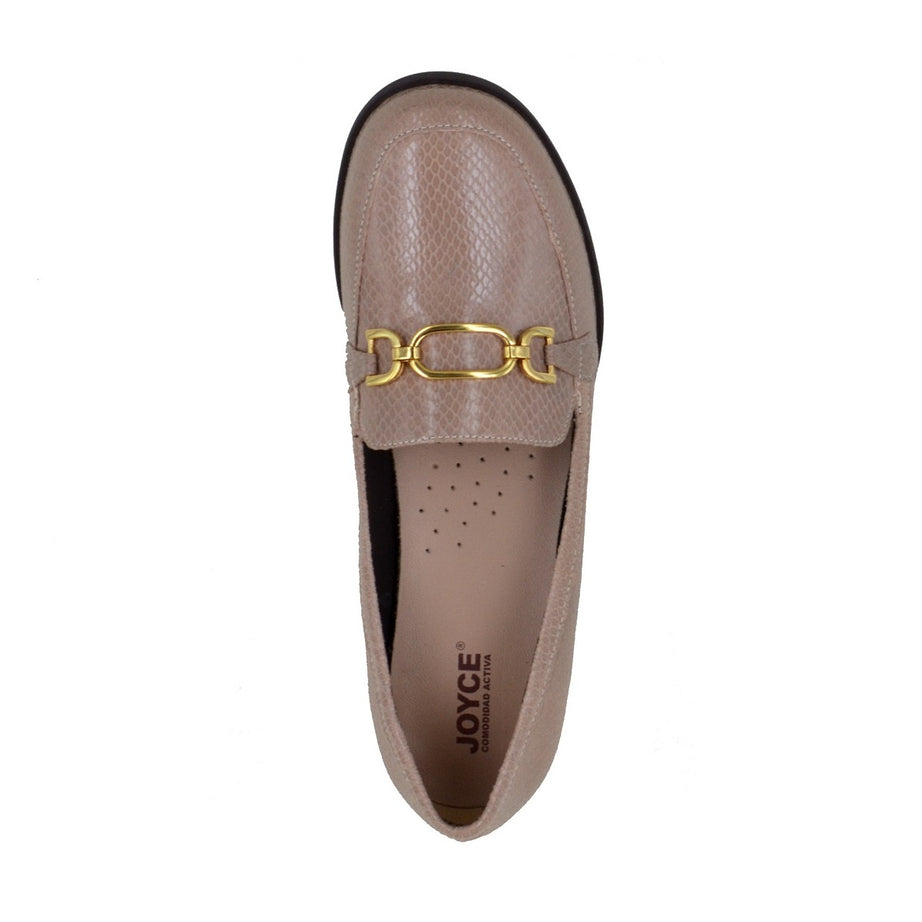 Mocasín de piel texturizada con herraje