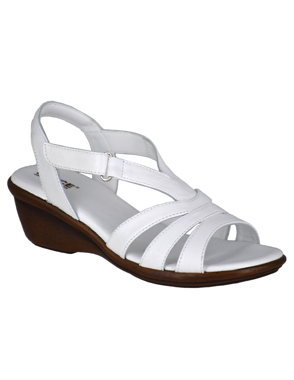 Sandalia plataforma con ajuste de velcro - blanco