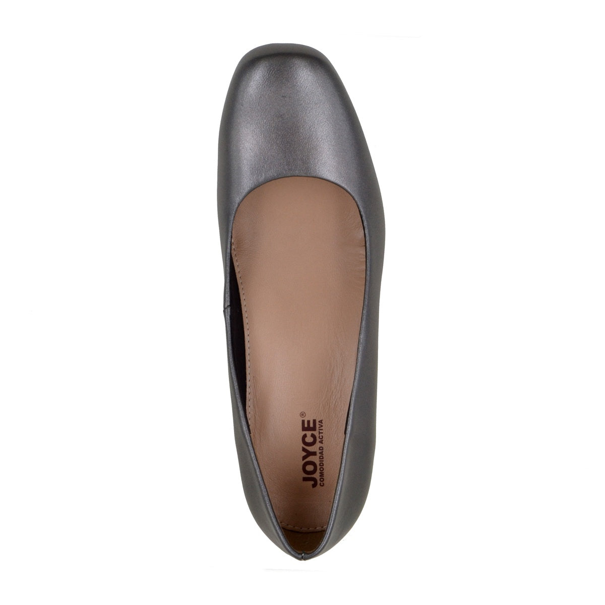 Zapatilla de piel metálica con tacón texturizado brillante