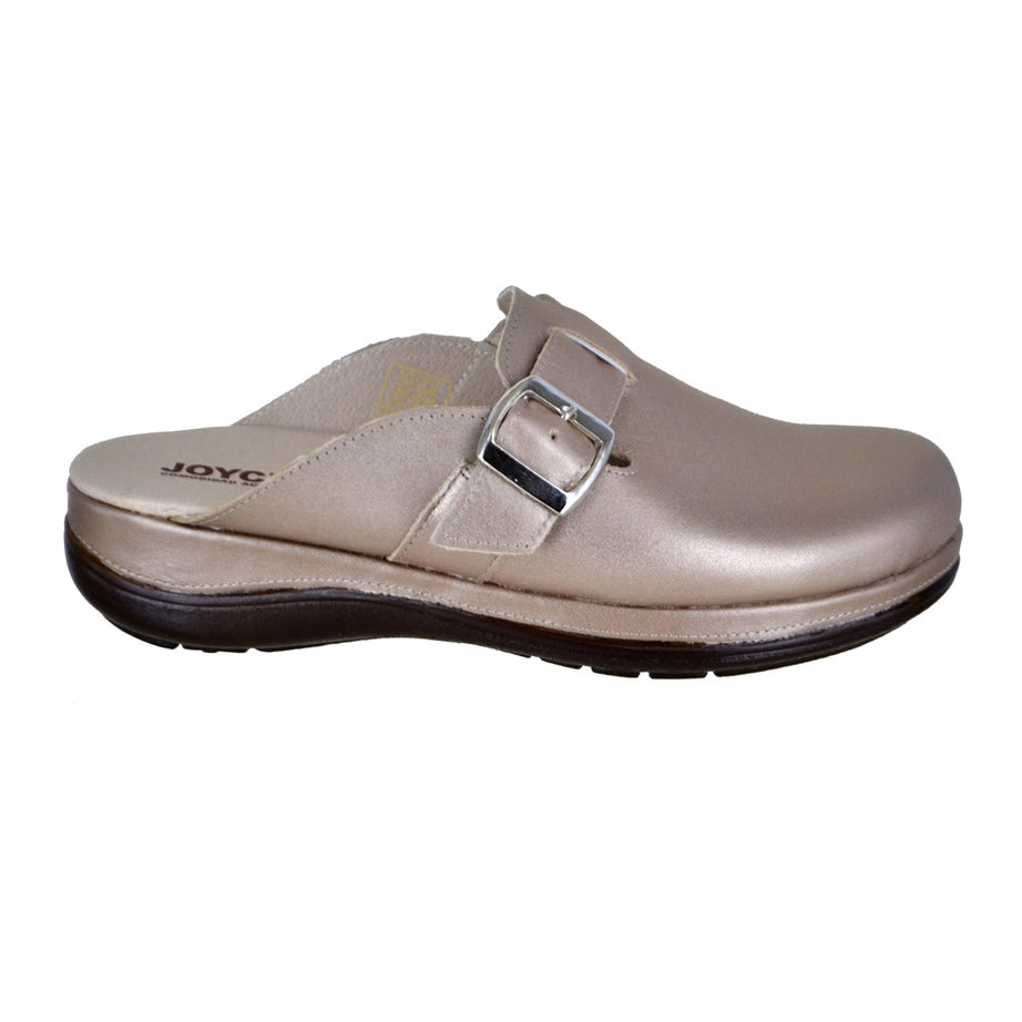 Mule Casual de Piel con Ajuste  - seda dorada
