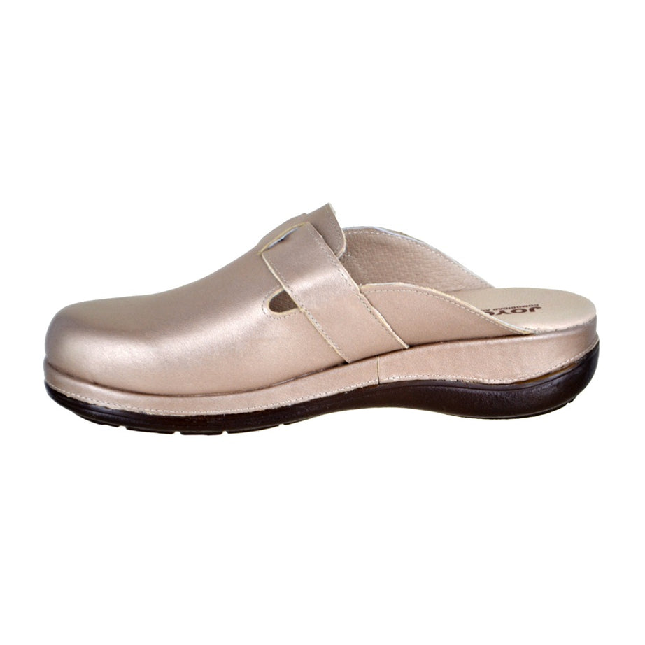 Mule Casual de Piel con Ajuste  - seda dorada