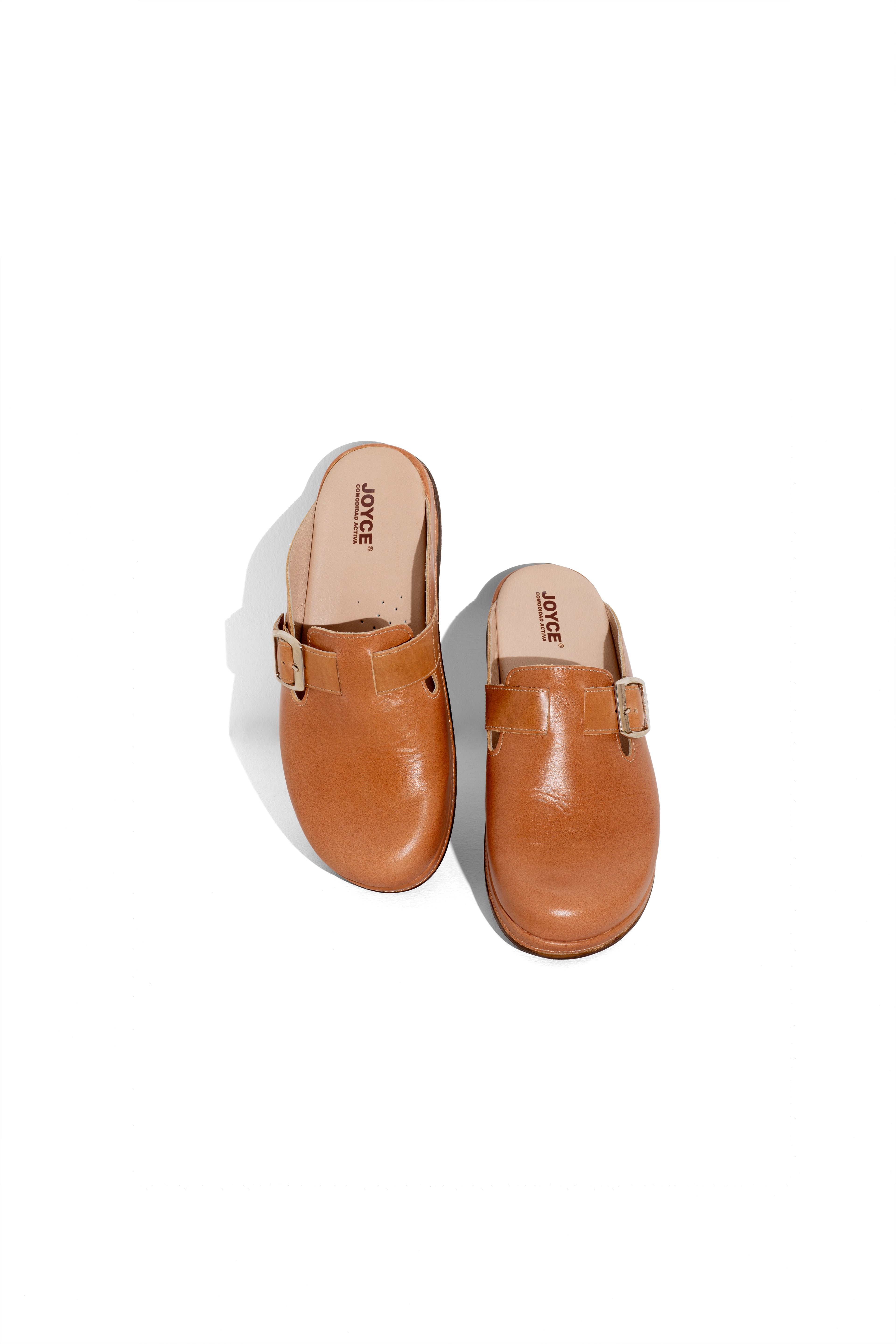 Mule Casual de Piel con Ajuste  - café