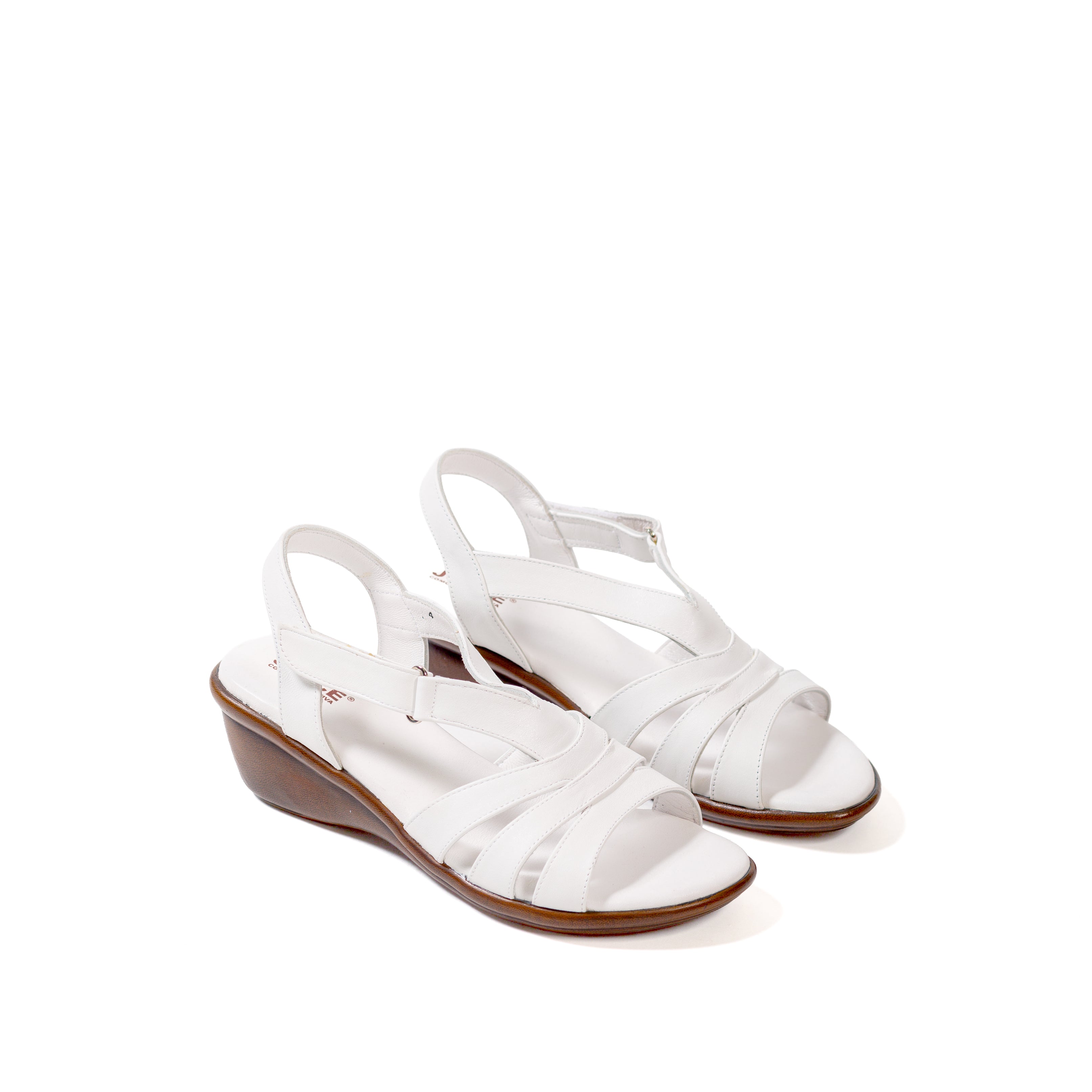 Sandalia plataforma con ajuste de velcro - blanco
